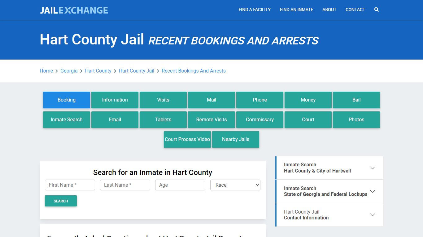 Hart County Jail Recent Bookings And Arrests - Jail Exchange