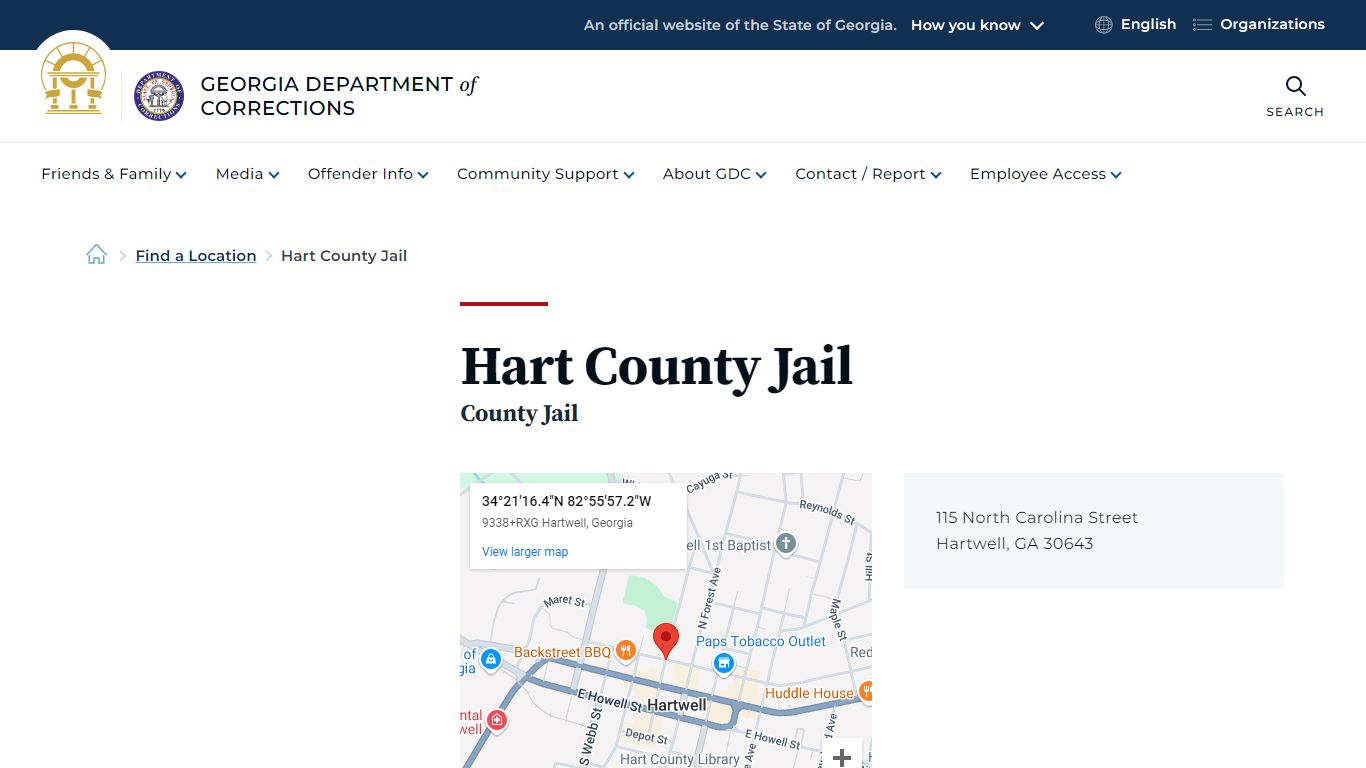 Hart County Jail - Georgia Department of Corrections